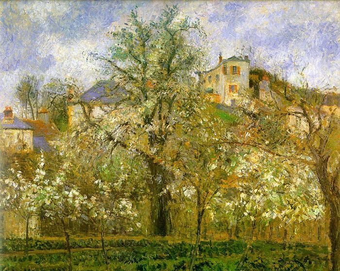 Camille Pissaro Kitchen Garden with Trees in Flower, Pontoise France oil painting art